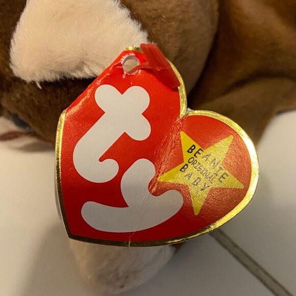 Ty Beanie Baby Pounce Brown and White Plush Cat Toy, 1OO - Picture 4 of 4